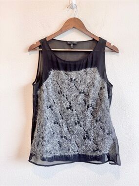 Eileen Fisher Mohair Silk Sheer Tank Gray Luxe Layering Minimalist Top S G31